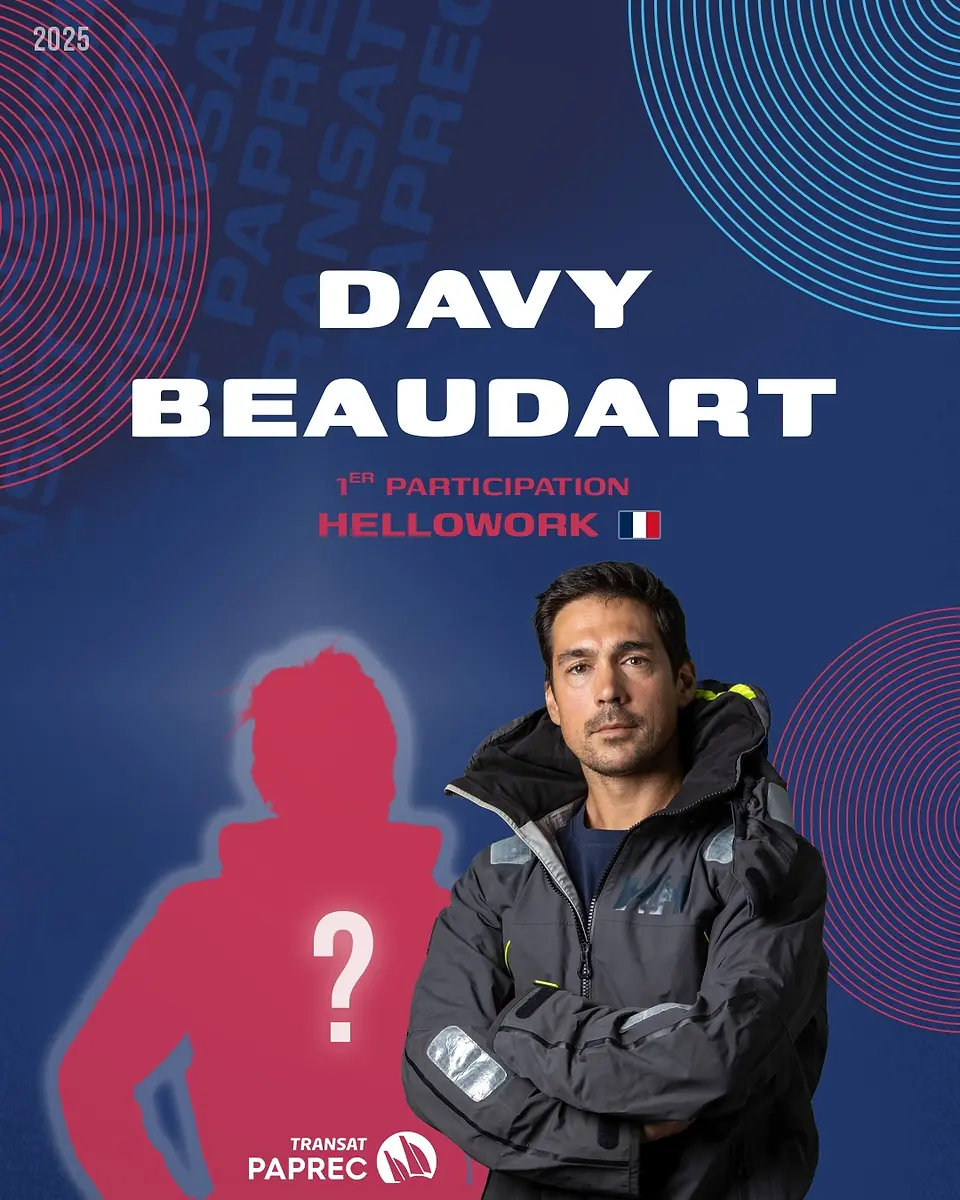 Le visuel d'annonce de Davy Beaudart pour sa participation à la Transat Paprec