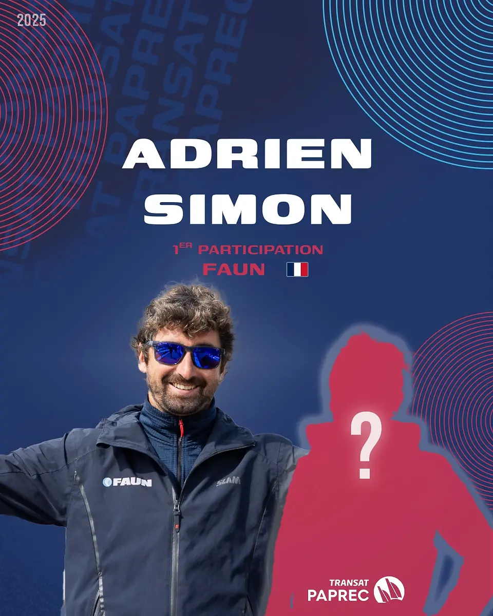 Le visuel d'annonce d'Adrien Simon à la Transat Paprec