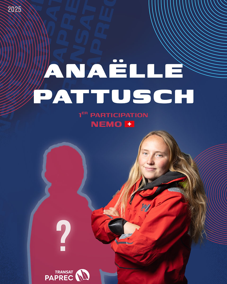 La visuel d'annonce de participation d'Anaëlle Pattusch à la Transat Paprec 2025