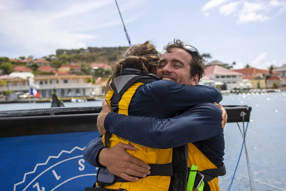 Arrival hug from Edouard and Alicia