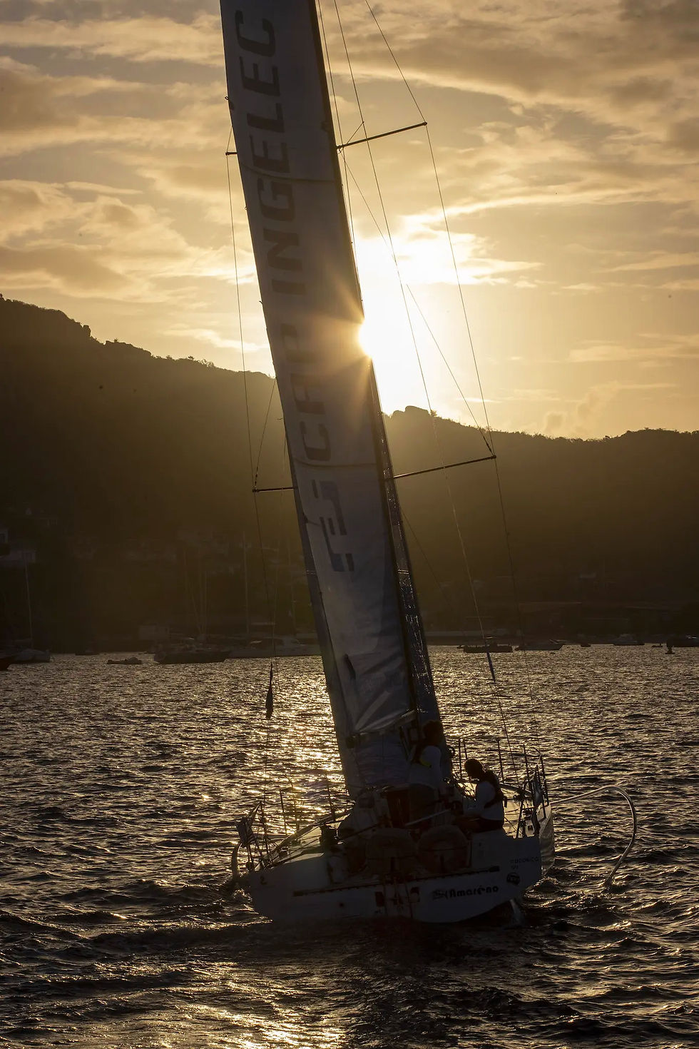 arrival at dawn of a boat